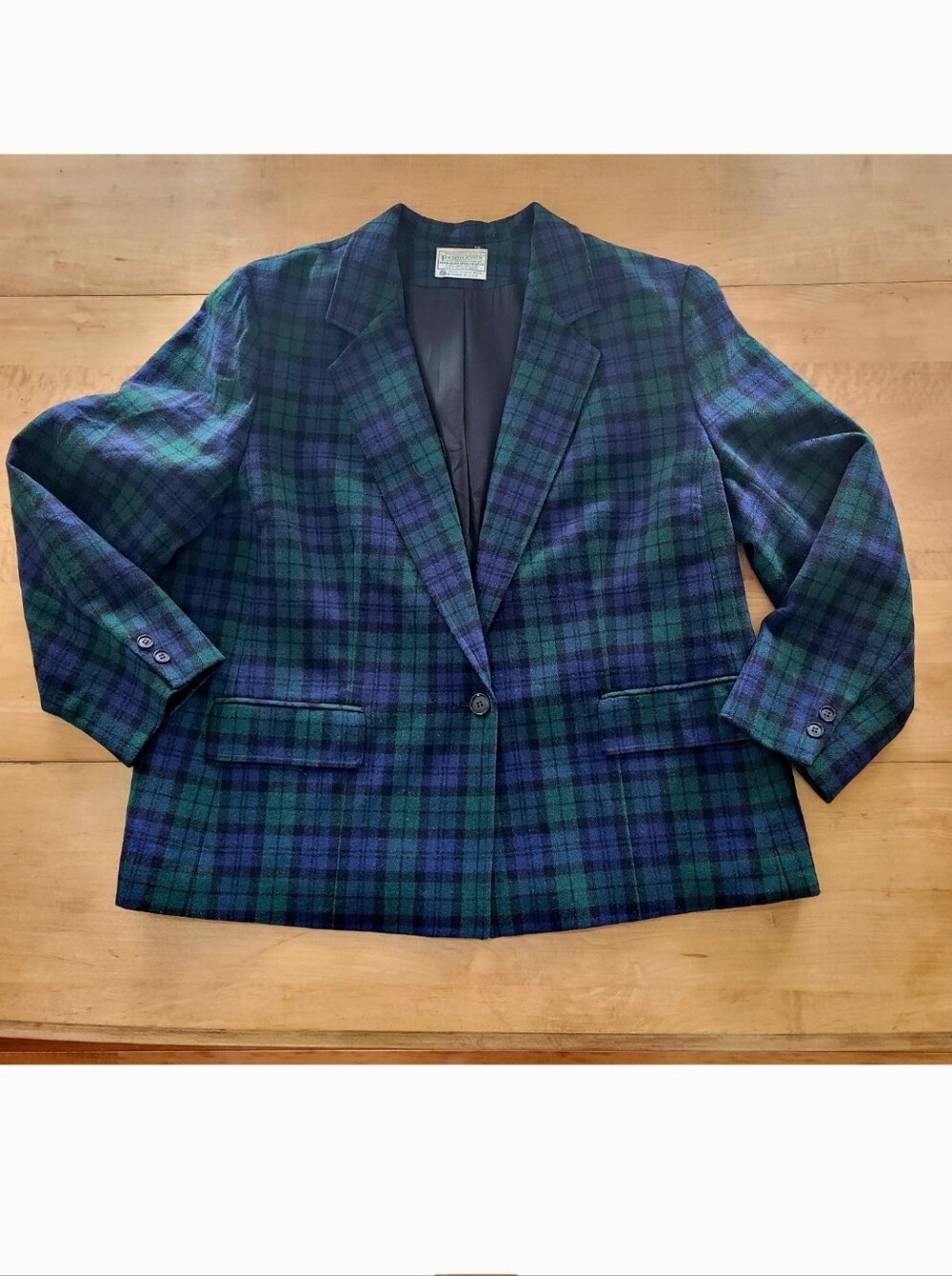 Vintage Pendleton Blue Green Tartan Plaid Blazer XXL Womens